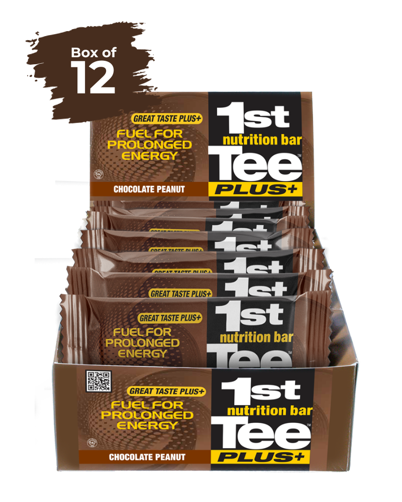 1st Tee PLUS+ Chocolate Peanut Nutrition Bar – Golf Energy Bar 1st Tee PLUS+ Chocolate Peanut Nutrition Bar – Golf Energy Bar